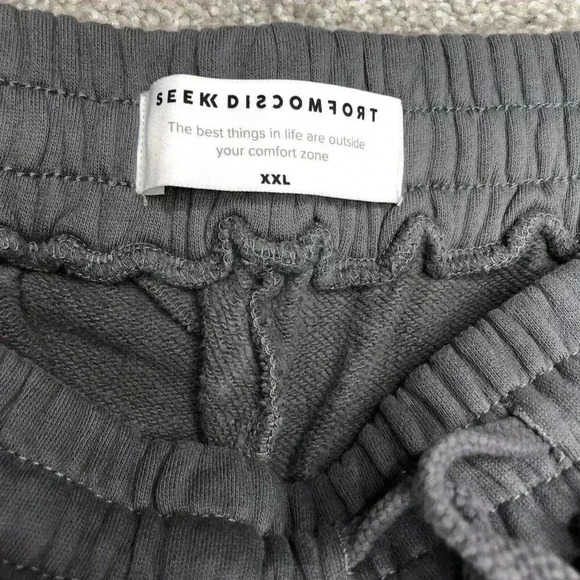 Seek Discomfort Sweatpants Sz 2XL Grey Color Elastic Ankle Organic Cotton - Picture 6 of 9
